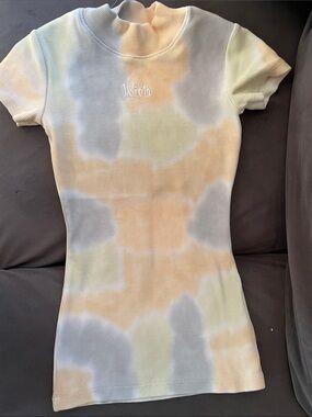 Kith Pastel Tie-Dye Ribbed Short Sleeve Dress - Yellow Blue Green